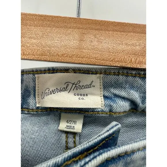 Universal Thread Jeans Women 4/27 Blue Light Wash Denim High Rise Slim Straight - Picture 5 of 9